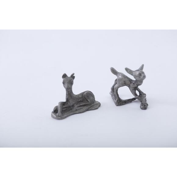 Forest Deer Set Of Two, Pewter, Statue, Miniature, Game Piece, Statuette, Vintag - Picture 1 of 3